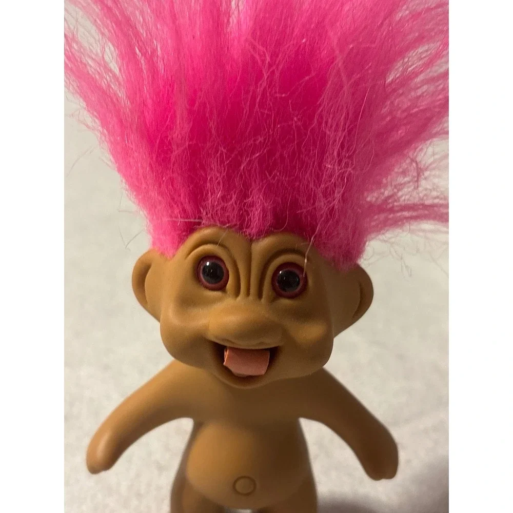 Vintage 1991 TNT Troll Doll Pink Hair Red Eyes Tongue Out 3 Inch Collectible Toy